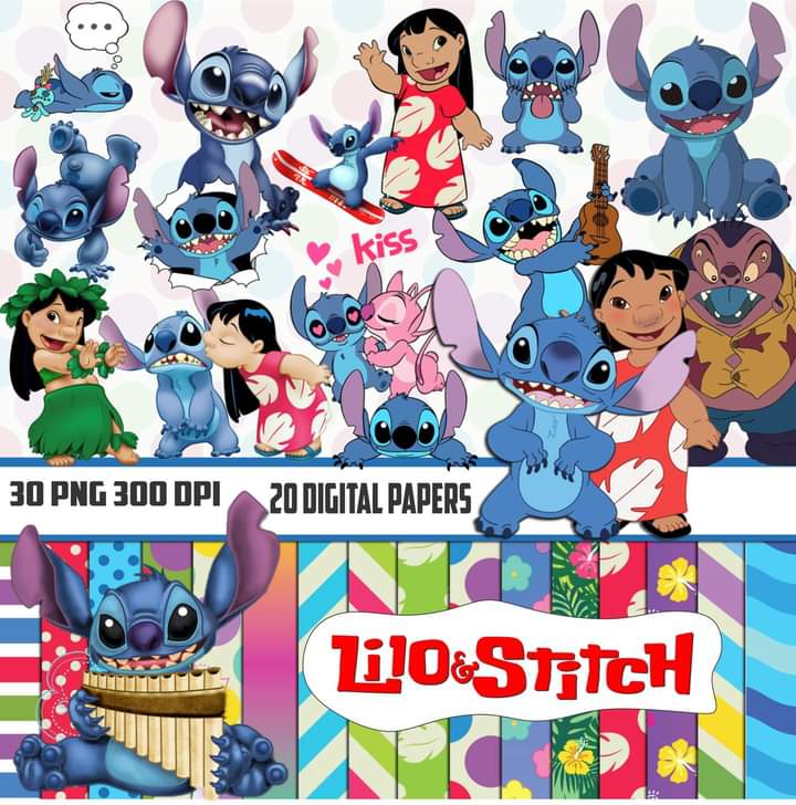 Disney Scrapbook Pages - Meet and Greet - Lilo and Stitch - Readymade Pages  - 12x12 Cardstock - Just Add Photos
