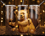 New! Designs 20 Oz Tumblers 3D wood carved-Winnie-Pooh- 943