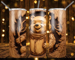 New! Designs 20 Oz Tumblers 3D wood carved-Winnie-Pooh- 943