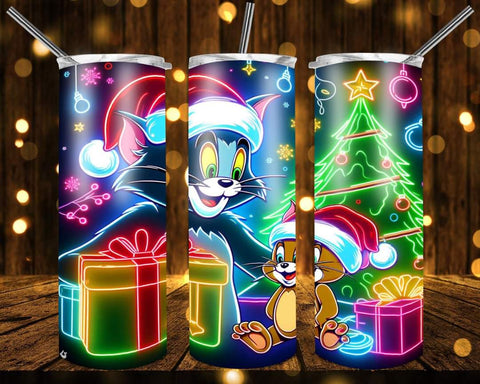 Designs 20 Oz Tumblers Tom & Jerry Christmas Neon- 1026