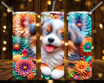 Designs 20 Oz Tumblers 3d dogs in flowers 1148