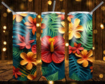 New! Designs 20 Oz Tumblers Tropical Flowers 841