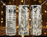 New! Designs 20 Oz Tumblers Uniforms Dad 847