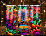 New! Designs 20 Oz Tumblers Skull and Flowers Neon 858