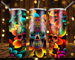 New! Designs 20 Oz Tumblers Skull and Flowers Neon 858