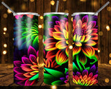 New! Designs 20 Oz Tumblers Skull and Flowers Neon 858