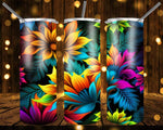 New! Designs 20 Oz Tumblers Skull and Flowers Neon 858