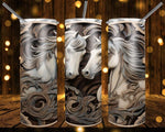 New! Designs 20 Oz Tumblers Wooden Carved Horses 868