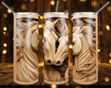 New! Designs 20 Oz Tumblers Wooden Carved Horses 868