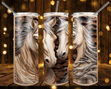 New! Designs 20 Oz Tumblers Wooden Carved Horses 868