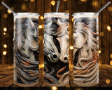 New! Designs 20 Oz Tumblers Wooden Carved Horses 868