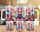 New! Designs 40 Oz Tumblers 3D Flowers 01