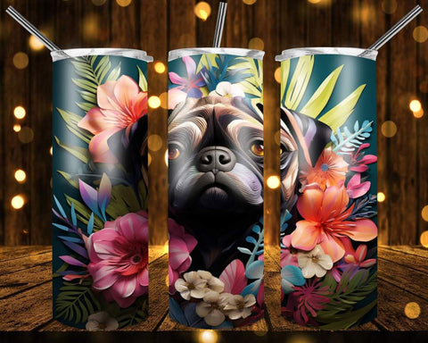 New! Designs 20 Oz Tumblers 3d dogs in flowers