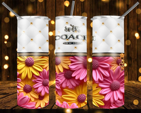 New! Designs 20 Oz Tumblers 3D Flowers Gucci,Lv,Coach,MK 917