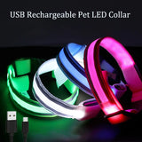 USB Rechargeable Dog Collar Light Luminous Flashing Glowing Bright Nylon Reflective LED Dog Collar Night Safety For Cats Puppy