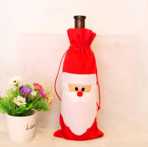 Red Wine Bottle Cover Bags Home Decoration Party Merry Santa Claus Christmas Xmas Deco