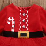 children's skirt round neck long sleeve Santa mesh dress