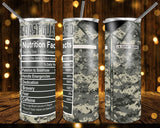 New! Designs 20 Oz Tumblers Military Nutrition Facts 214