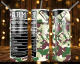 New! Designs 20 Oz Tumblers Military Nutrition Facts 214