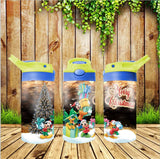 New! Designs 12 Oz Tumbler Flip Top Kids Christmas Cartoons 04