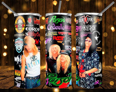 New! Designs 20 Oz Tumblers 80's bands 573