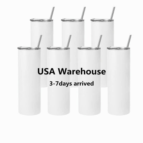 25 pack US warehouse bulk 20 Oz Stainless Steel heat Transfer Printing Tumbler Double Wall Insulated straight Sublimation Tumbler